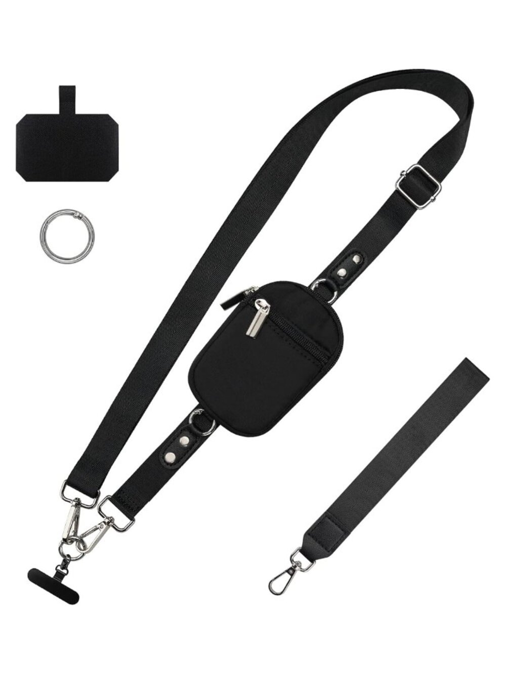 Adjustable Crossbody Phone Lanyard with Wallet & Detachable Wrist Strap